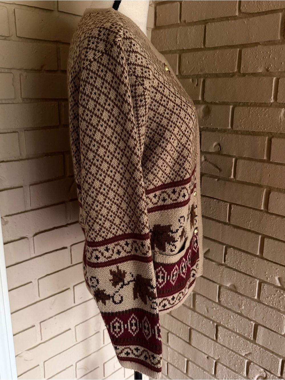 Vintage Women’s Fall Autumn Leaves Button Front Cardigan Sweater Cozy Soft Sz S - Picture 3 of 7